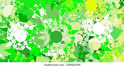 Diseño vectorial verde claro, amarillo con formas triangulares. Ilustración de material web con triángulos abstractos coloridos. Una adición fácil a sus comerciales.