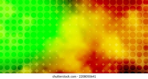 Light Green, Yellow vector layout with circles. Colorful illustration with gradient dots in nature style. Pattern for business ads.