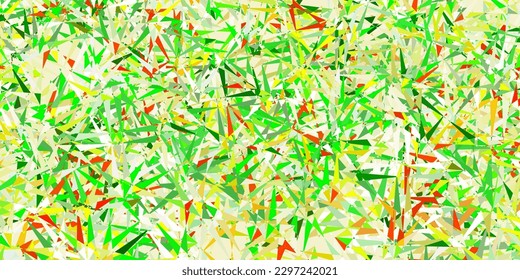 Diseño vectorial verde claro, amarillo con formas triangulares. Ilustración abstracta sobresaliente con una gama de triángulos coloridos. Patrón de fondo de pantalla.