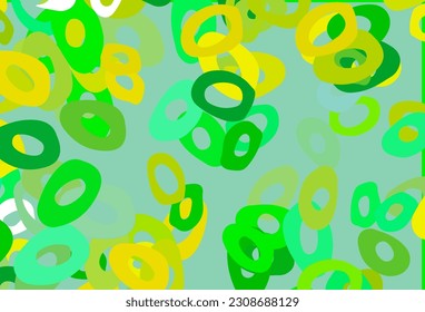 Diseño vectorial de color verde claro, amarillo con formas redondeadas. Ilustración abstracta con burbujas de colores al estilo natural. Plantilla para su libro de marca.