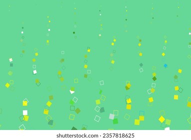 Diseño de vectores de color verde claro, amarillo con rectángulos, cuadrados. Ilustración con un conjunto de rectángulos coloridos. Diseño inteligente para su anuncio comercial.