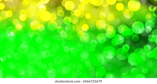 Light Green, Yellow vector layout with circle shapes. Abstract decorative design in gradient style with bubbles. Design for your commercials.