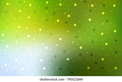 Light Green, Yellow vector layout with bright stars. Decorative shining illustration with stars on abstract template. The pattern can be used for websites.
