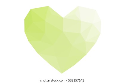 Light Green, Yellow vector love background with heart. Paper note. Valentine's greeting polygonal card. Triangular illustration for your business. Stock template for your design.