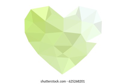 Light Green, Yellow vector love background with heart. Paper note. Valentine's greeting polygonal card. Triangular illustration for your business. Stock template for your design.