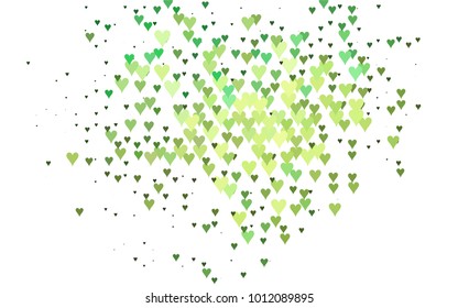 Light Green, Yellow vector lovely background with hearts. Valentines greeting card with cute hearts. Abstract pattern for your design, website, ad.