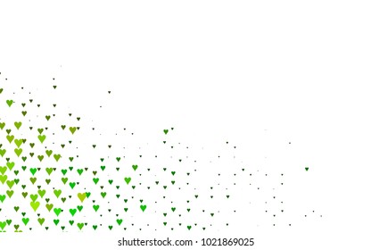 Light Green, Yellow vector lovely background with hearts. Valentines greeting card with cute hearts. Abstract pattern for your design, website, ad.