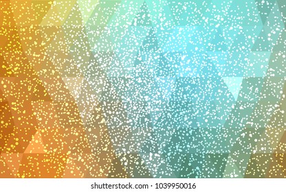 Light Green, Yellow vector low poly crystal background with snowflakes. Polygon christmas design pattern . Low poly illustration of New Year celebration.