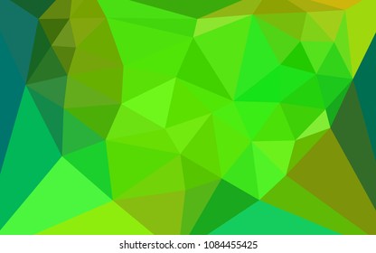 Light Green, Yellow vector low poly layout with a heart in a centre. Illustration in abstract style with triangles. Polygonal design for your web site.