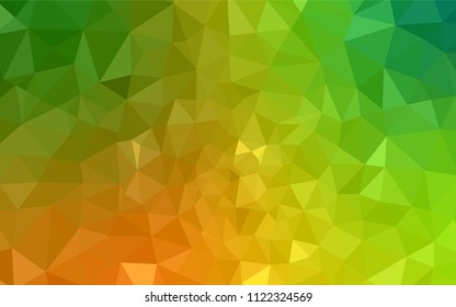 Light Green, Yellow vector low poly texture. Glitter abstract illustration with an elegant triangles. Best triangular design for your business.