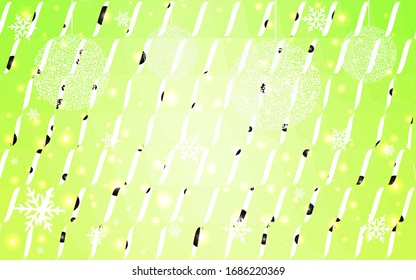 Vector verde claro de fondo de cristal bajo con copos de nieve. Patrón de diseño de Navidad de polígono . Baja ilustración polaca de la celebración de Año Nuevo.