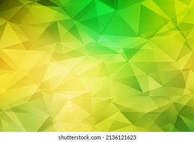 Verde claro, Vector amarillo de baja textura de poli. Ilustración poligonal brillante, que consiste en triángulos. Patrón texturizado para sus antecedentes.