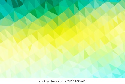 Verde claro, Vector amarillo de baja textura de poli. Muestra geométrica triangular con gradiente.  Patrón texturizado para el fondo.