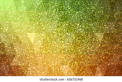 Light Green, Yellow vector low poly crystal background with snowflakes. Polygon christmas design pattern . Low poly illustration of New Year celebration.