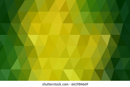 Light Green, Yellow vector Low poly crystal background. Polygon design pattern. Low poly illustration, low polygon background.