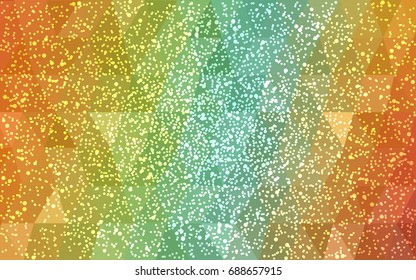 Light Green, Yellow vector low poly crystal background with snowflakes. Polygon christmas design pattern . Low poly illustration of New Year celebration.