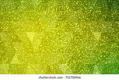 Light Green, Yellow vector low poly crystal background with snowflakes. Polygon christmas design pattern . Low poly illustration of New Year celebration.