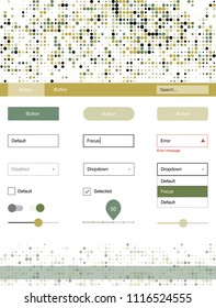 Light Green, Yellow vector Material Design Kit with dots. Beautiful ui ux kit with colorful dots in its header. Modern template for your landing page.