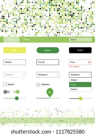 Light Green, Yellow vector Material Design Kit with dots. Modern Style guide with colorful gradient circles in its header. This template you can use for websites.