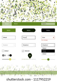 Light Green, Yellow vector Material Design Kit with dots. Modern Style guide with colorful gradient circles in its header. Beautiful layout for websites, landing pages.
