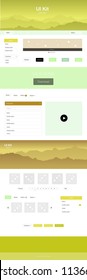 Light Green, Yellow vector Material Design Kit with hills. Decorative ui kit design in abstract style with colorful rocks. Template for website of outdoor activities.