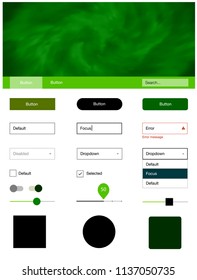 Light Green, Yellow vector Material Design Kit with stars. Web ui kit with abstract gradient clouds in its header. Simple colorful design for websites.