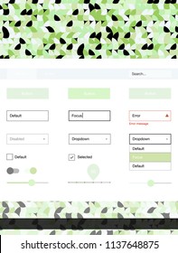 Light Green, Yellow vector Material Design Kit with dots. Beautiful ui ux kit with colorful dots in its header. This template you can use for websites.