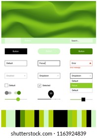 Light Green, Yellow vector Material Design Kit with liquid shapes. Modern gradient abstract illustration with bandy lines. This template you can use for websites.
