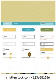 Light Green, Yellow vector Material Design Kit with lines, circles. Style guide in polygonal style with triangles, circles. Simple colorful design for websites.