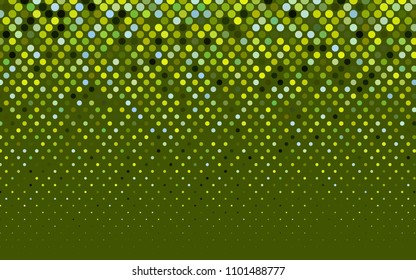 Light Green, Yellow vector modern geometrical circle abstract background. Dotted texture template. Geometric pattern in halftone style with gradient. 