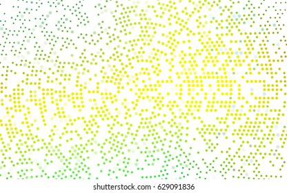Light Green, Yellow vector modern geometrical circle abstract background. Dotted texture template. Geometric pattern in halftone style with gradient. 