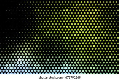 Light Green, Yellow vector modern geometrical circle abstract background. Dotted texture template. Geometric pattern in halftone style with gradient. 