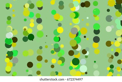 Light Green, Yellow vector modern geometrical circle abstract background. Dotted texture template. Geometric pattern in halftone style with gradient. 