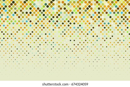 Light Green, Yellow vector modern geometrical circle abstract background. Dotted texture template. Geometric pattern in halftone style with gradient. 