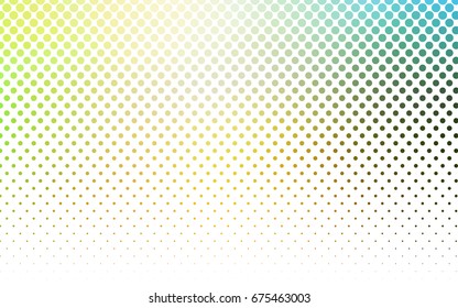 Light Green, Yellow vector modern geometrical circle abstract background. Dotted texture template. Geometric pattern in halftone style with gradient. 