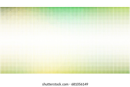 Light Green, Yellow vector modern geometrical circle abstract background. Dotted texture template. Geometric pattern in halftone style with gradient. 