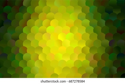 Light Green, Yellow vector modern geometrical circle abstract background. Dotted texture template. Geometric pattern in halftone style with gradient. 
