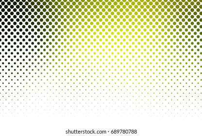 Light Green, Yellow vector modern geometrical circle abstract background. Dotted texture template. Geometric pattern in halftone style with gradient. 