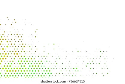 Light Green, Yellow vector modern geometrical circle abstract background. Dotted texture template. Geometric pattern in halftone style with gradient. 