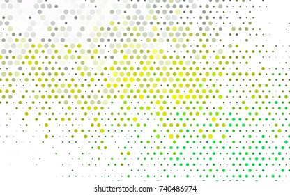 Light Green, Yellow vector modern geometrical circle abstract background. Dotted texture template. Geometric pattern in halftone style with gradient. 