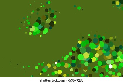 Light Green, Yellow vector modern geometrical circle abstract background. Dotted texture template. Geometric pattern in halftone style with gradient. 