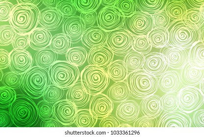 Light Green, Yellow vector natural abstract design. Sketchy doodles with roses on blurred background. A new texture for your design.