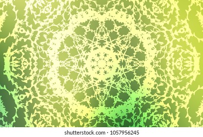 Light Green, Yellow vector natural abstract background. A vague abstract illustration with doodles drawn by child in Indian style. The elegant pattern can be used as a part of a brand book.