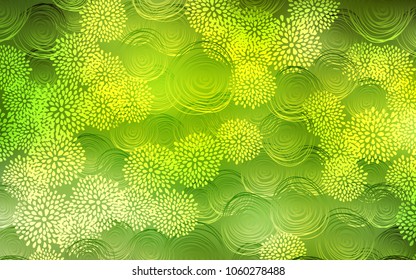 Light Green, Yellow vector natural elegant artwork. Shining colored illustration with flowers in doodle style. The pattern can be used for heads of websites and designs.