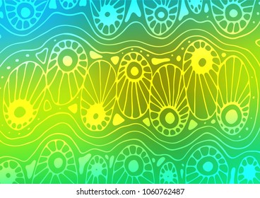 Light Green, Yellow vector natural abstract pattern. A vague abstract illustration with doodles in Indian style. The pattern can be used for coloring books and pages for kids.