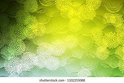 Light Green, Yellow vector natural abstract design. A completely new color illustration in doodle style with flowers. The completely new template can be used for your brand book.