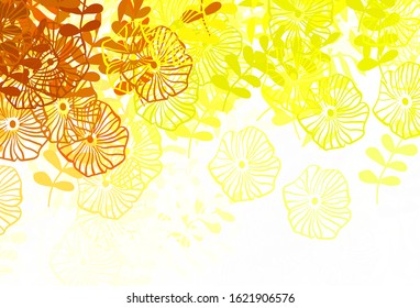 Light Green, Yellow vector natural pattern with leaves, flowers. Colorful illustration in doodle style with leaves, flowers. Hand painted design for web, leaflets.