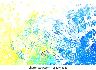 Light Green, Yellow vector natural artwork with leaves. A vague abstract illustration with leaves in doodles style. Brand new style for your business design.