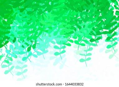 Arte natural vectorial amarillo verde claro con hojas. Una vaga ilustración abstracta con hojas en estilo doodles. Patrón colorido para los libros infantiles.
