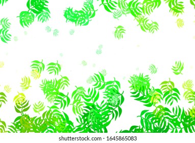 Light Green, Yellow vector natural pattern with leaves. Shining colored illustration with leaves in doodle style. Pattern for wallpapers, coloring books.